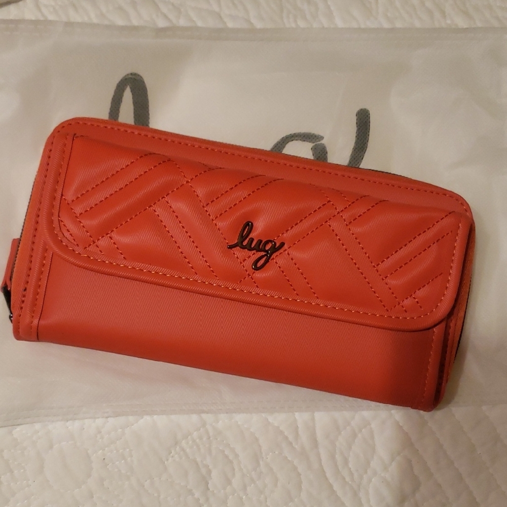 NWOT Lug Satin Luxe Kickflip Wallet/crossbody Orange Color